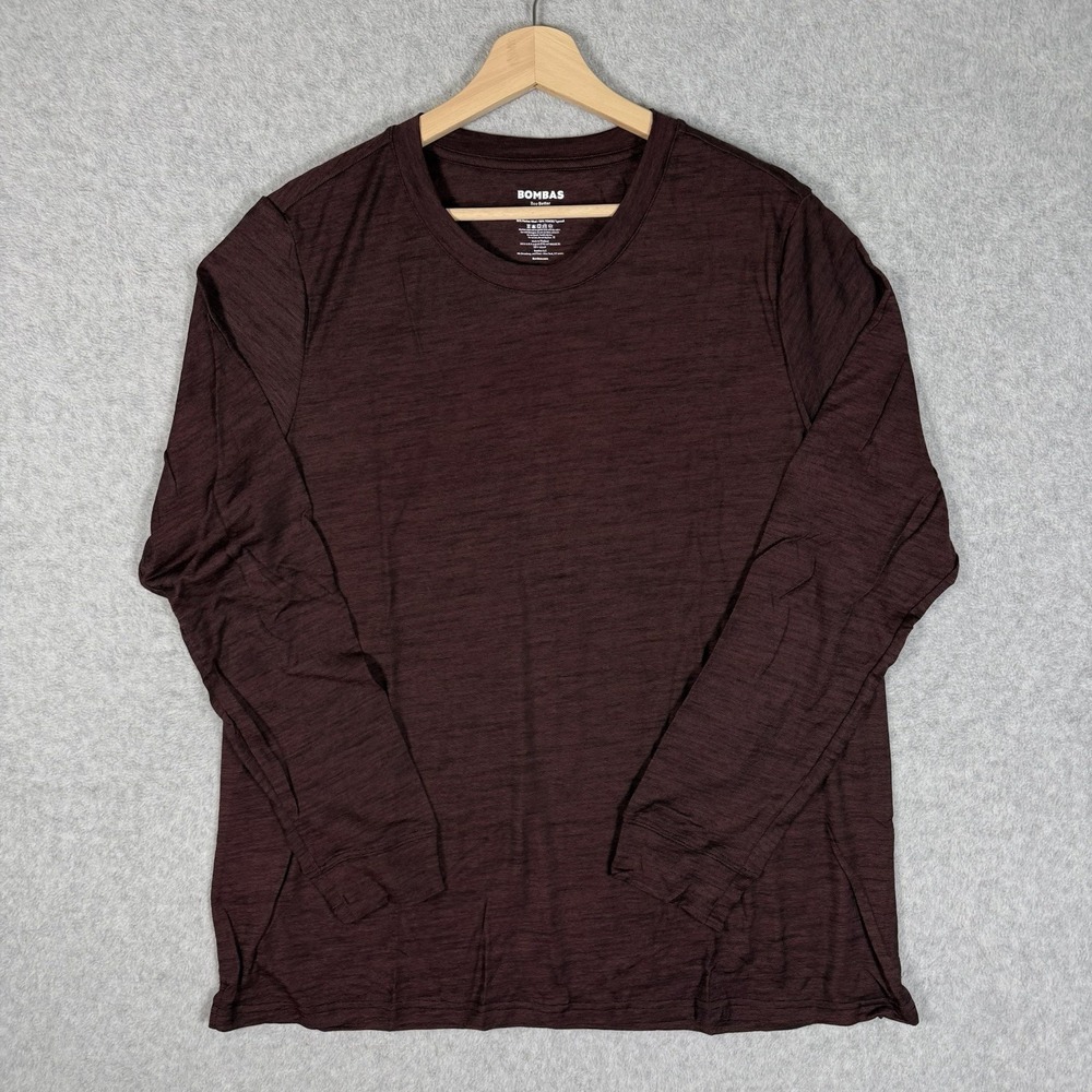 Bombas Bee Better Base Layer Shirt Mens XL Maroon Merino Wool Blend Outdoor NWOT
